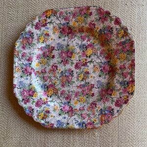 Vintage Floral Square Plate